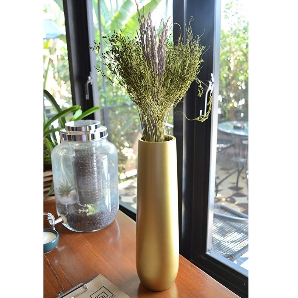 Brass Finish Wood Vase